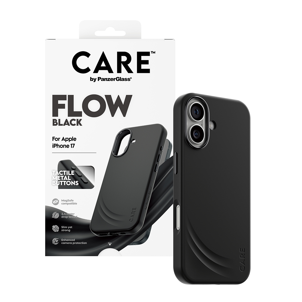 CARE by PanzerGlass Flow iPhone 17 MagSafe tok – fekete