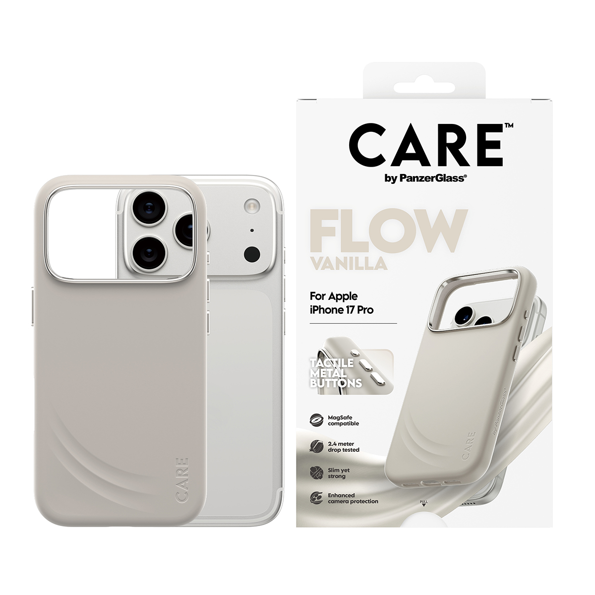 CARE by PanzerGlass Flow iPhone 17 Pro MagSafe tok – vanília