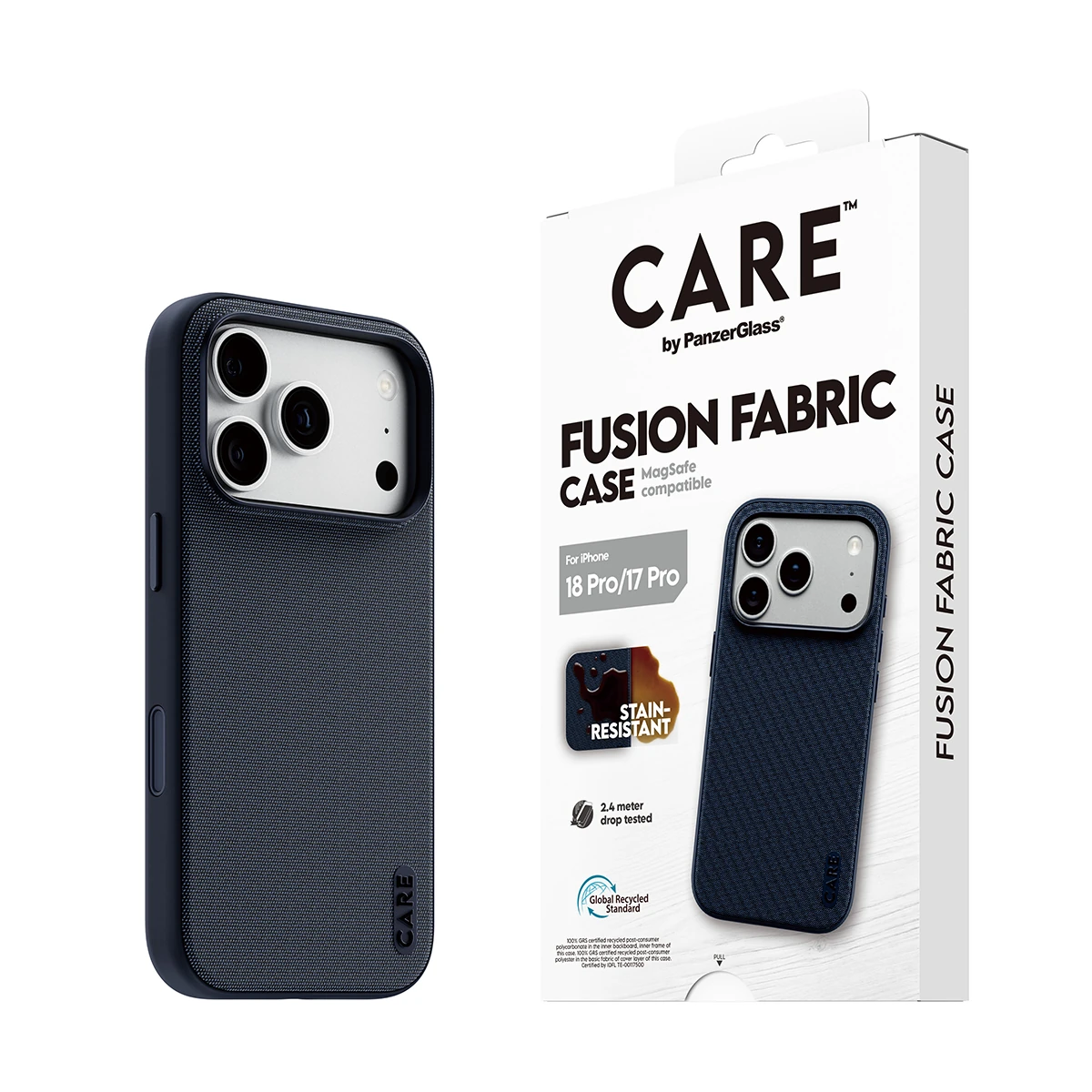 CARE by PanzerGlass Fusion Fabric iPhone 18 Pro / 17 Pro MagSafe tok - kék