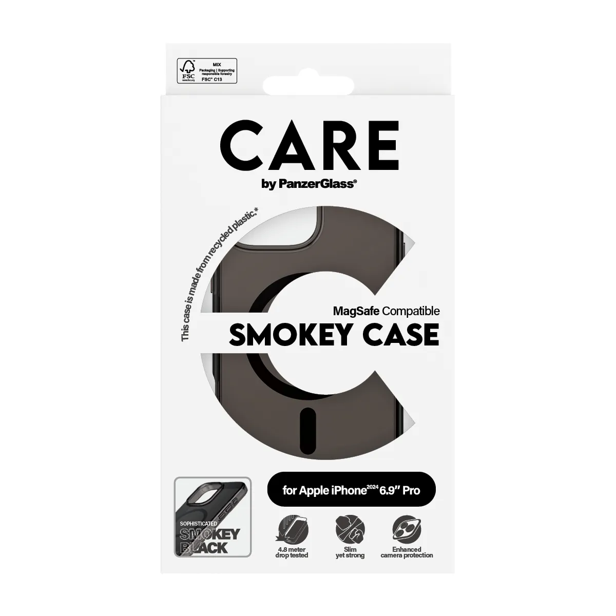 CARE by PanzerGlass MagSafe-kompatibilis iPhone 16 Pro Max tok - fekete áttetsző