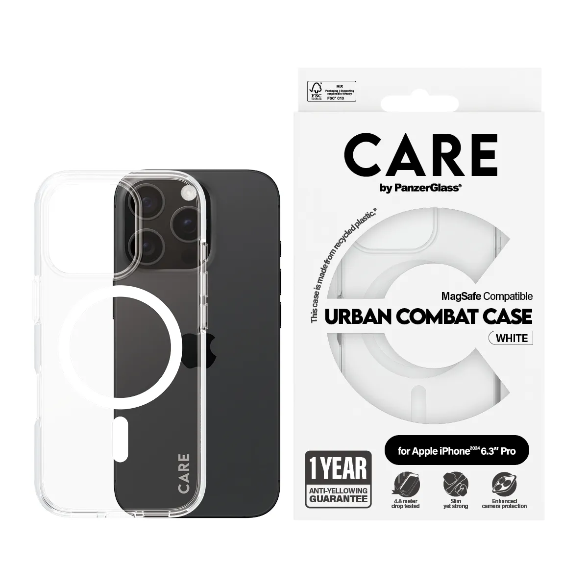 CARE by PanzerGlass MagSafe-kompatibilis iPhone 16 Pro tok - átlátszó