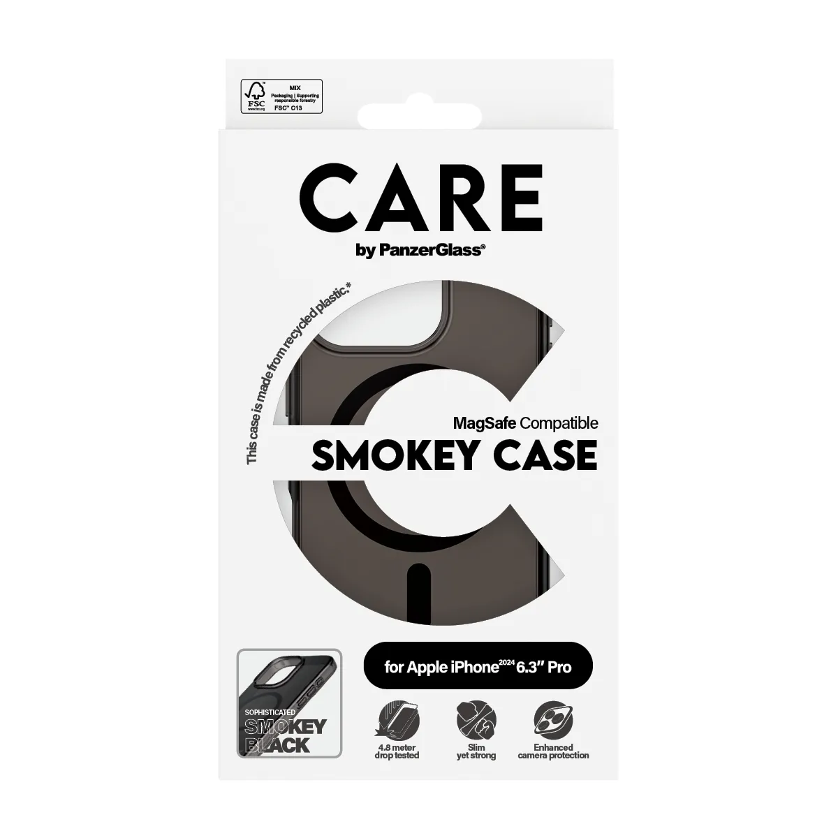 CARE by PanzerGlass MagSafe-kompatibilis iPhone 16 Pro tok - fekete áttetsző