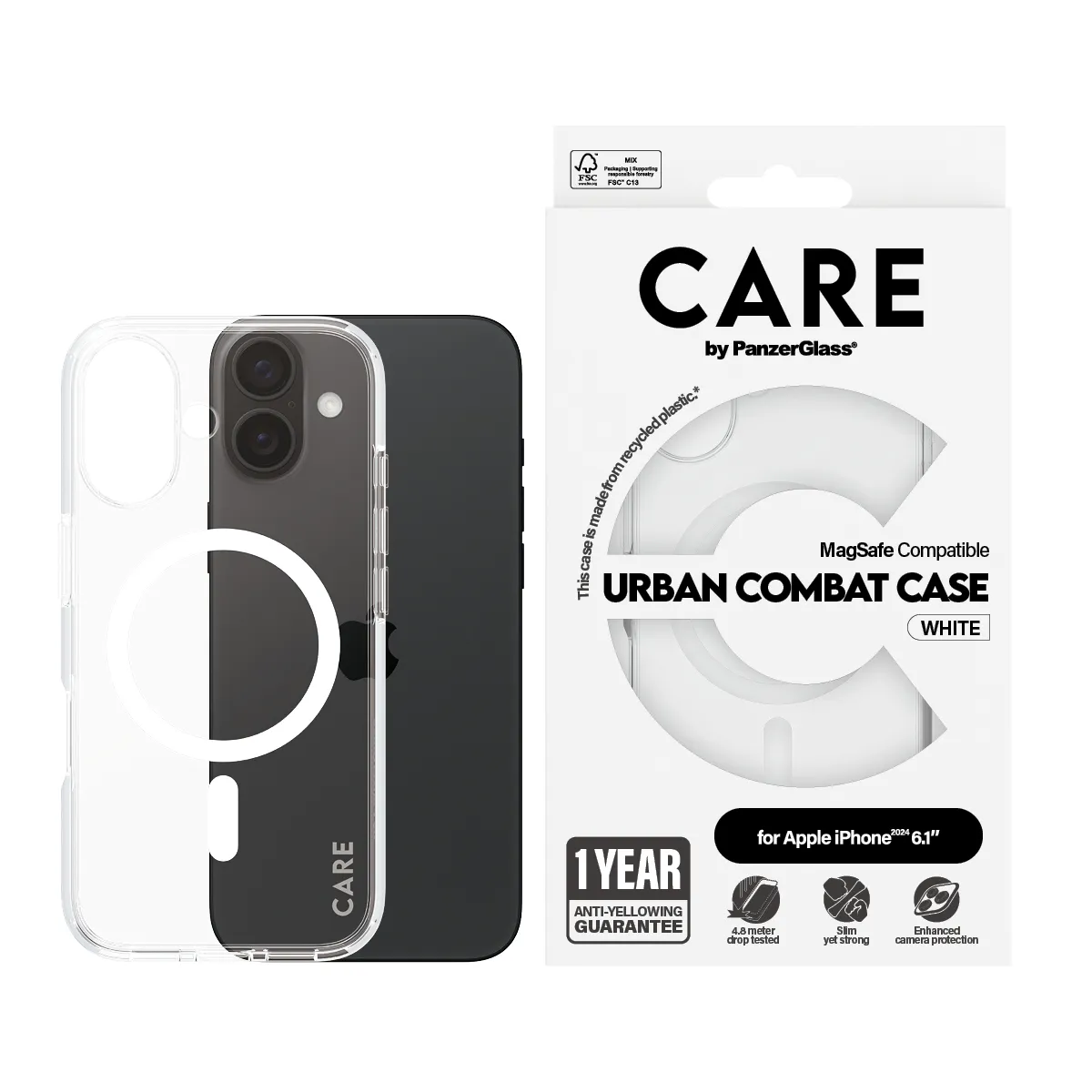 CARE by PanzerGlass MagSafe-kompatibilis iPhone 16 tok - átlátszó