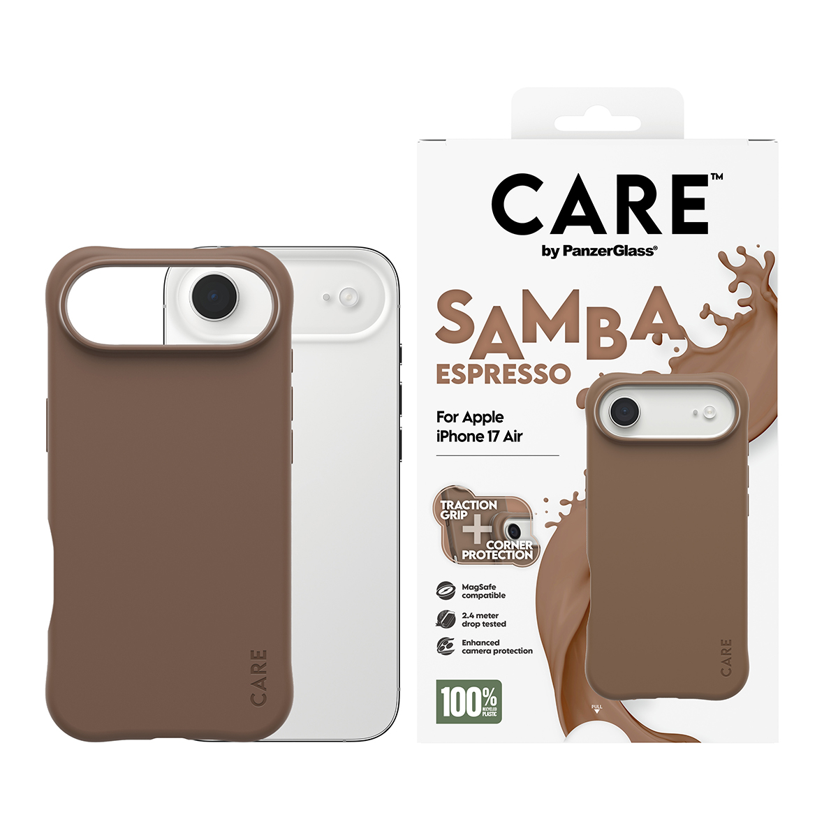 CARE by PanzerGlass Samba iPhone Air szilikon MagSafe tok - kávé