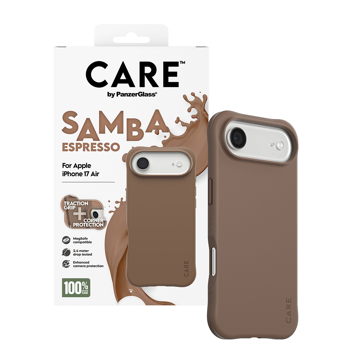CARE by PanzerGlass Samba iPhone Air szilikon MagSafe tok - kávé