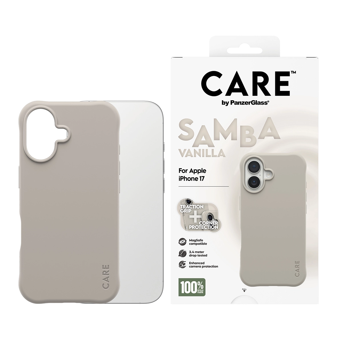 CARE by PanzerGlass Samba iPhone 17 szilikon MagSafe tok - vanília