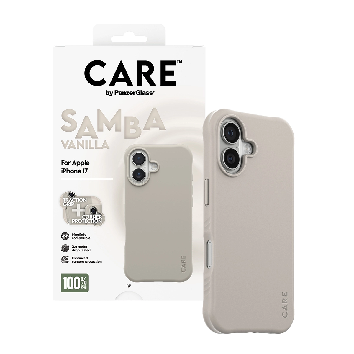 CARE by PanzerGlass Samba iPhone 17 szilikon MagSafe tok - vanília