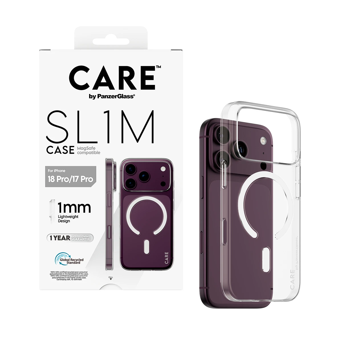 CARE by PanzerGlass SL1M iPhone 18 Pro / 17 Pro MagSafe tok - áttetsző
