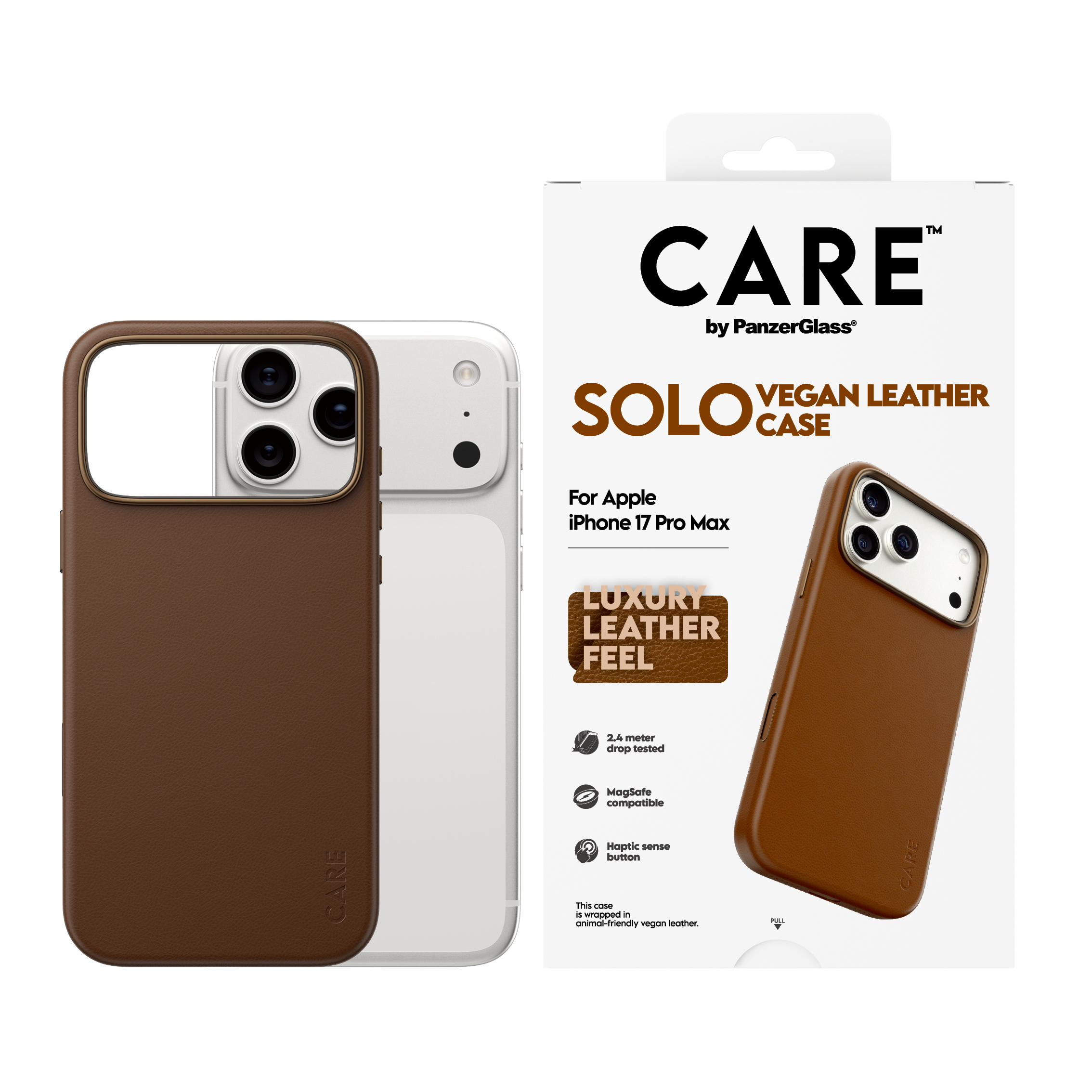 CARE by PanzerGlass Solo iPhone 17 Pro Max tok – barna