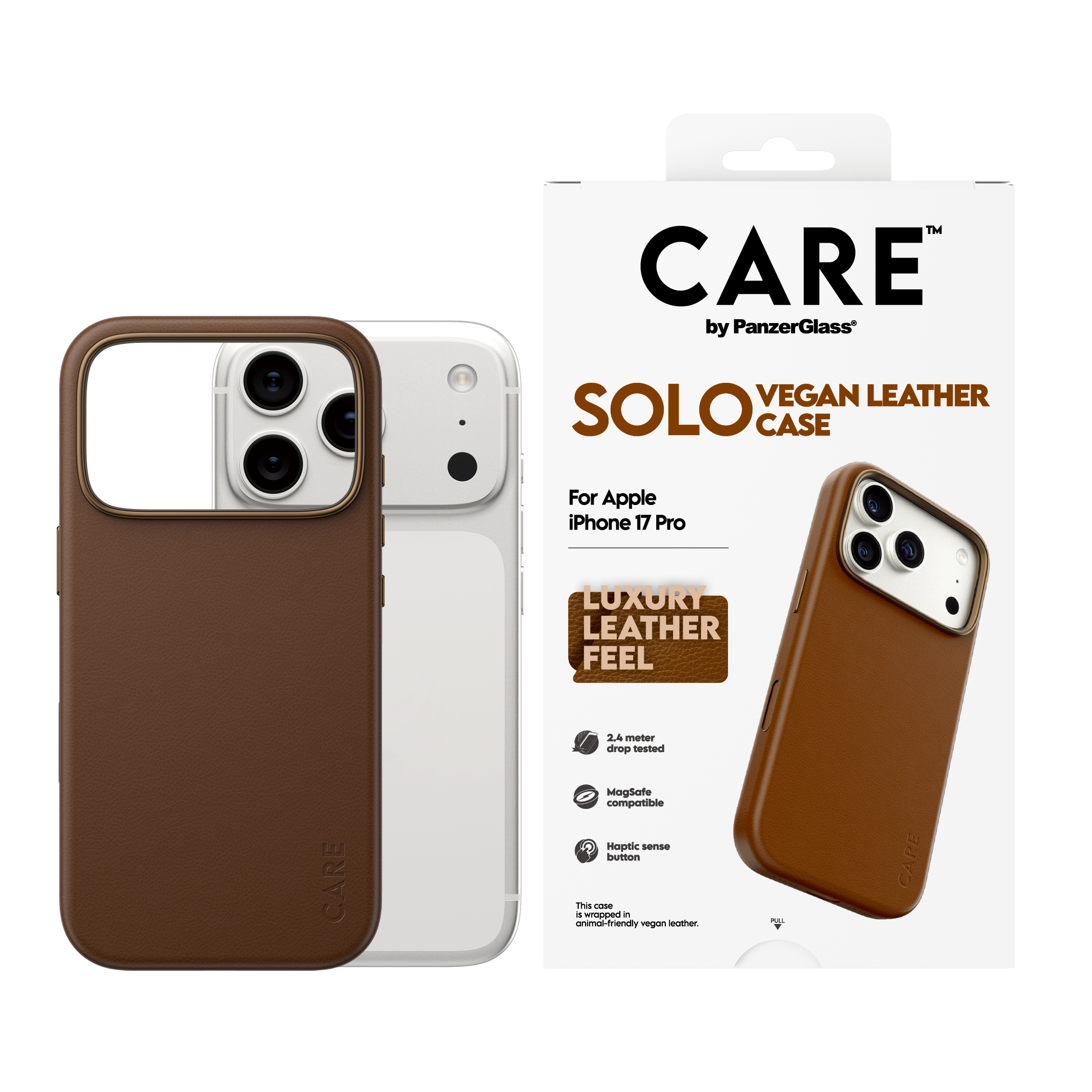CARE by PanzerGlass Solo iPhone 17 Pro tok – barna