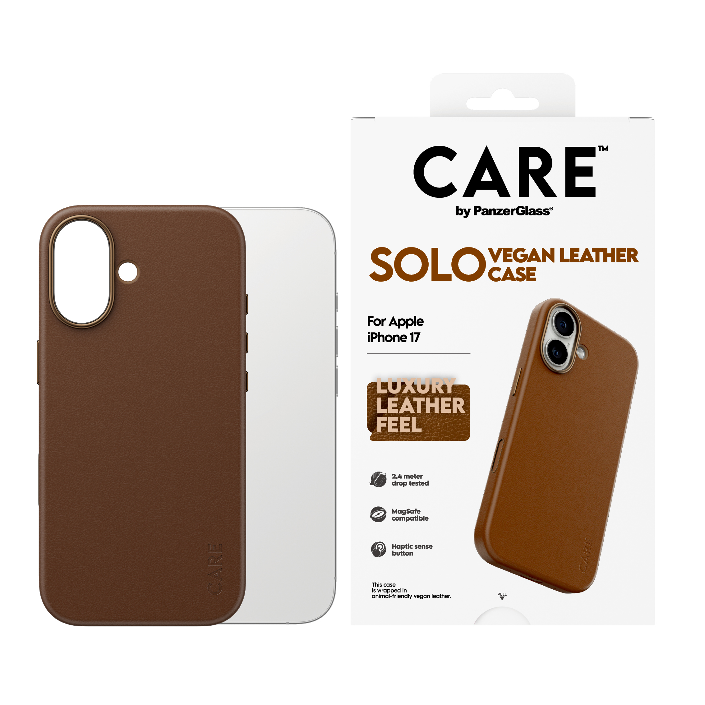 CARE by PanzerGlass Solo iPhone 17 tok – barna