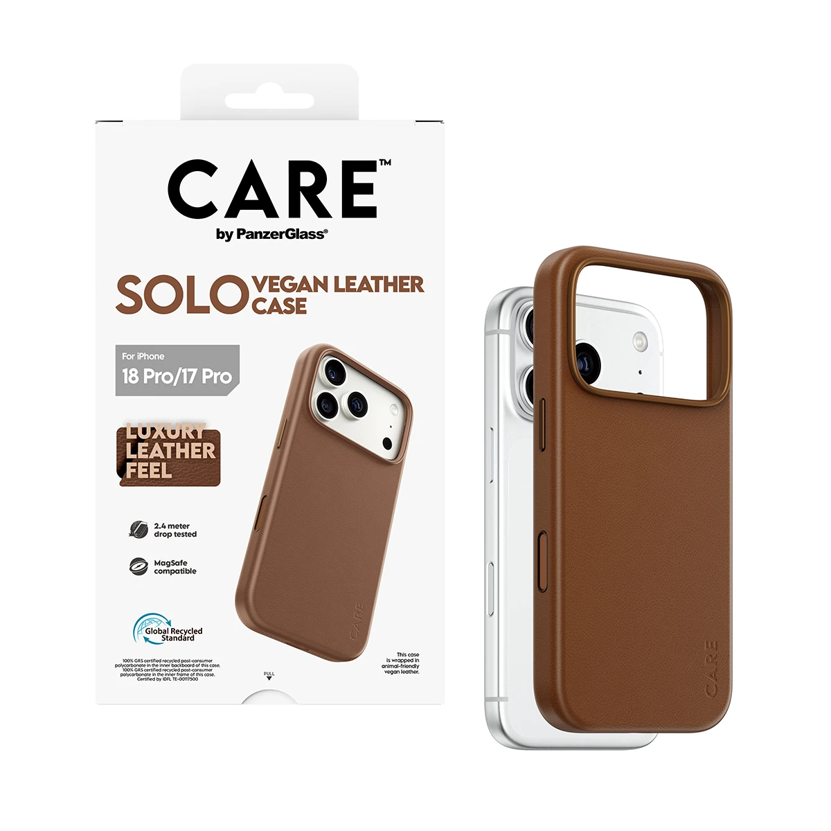 CARE by PanzerGlass Solo iPhone 18 Pro / 17 Pro MagSafe tok - barna