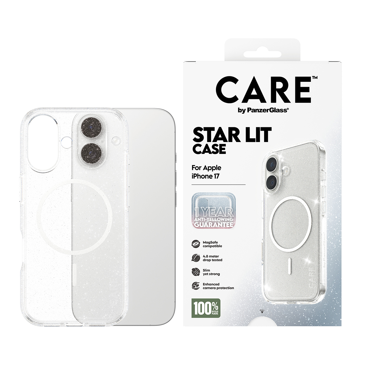 CARE by PanzerGlass Urban Explorer iPhone 17 MagSafe tok - csillogós áttetsző