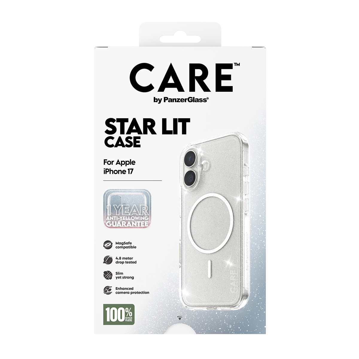 CARE by PanzerGlass Urban Explorer iPhone 17 MagSafe tok - csillogós áttetsző
