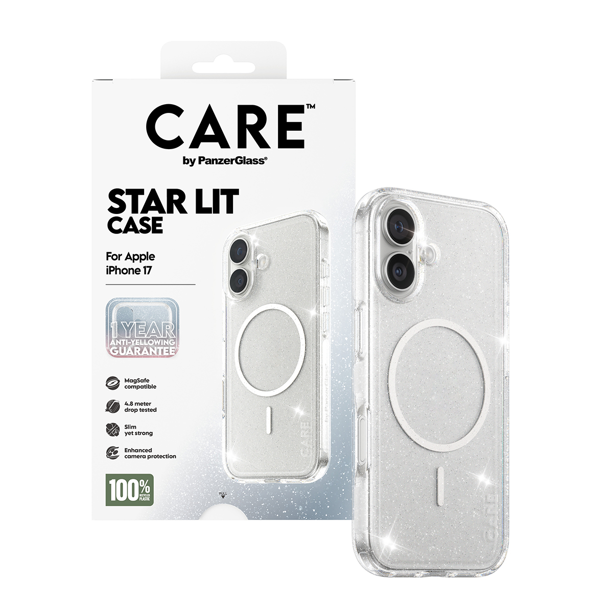 CARE by PanzerGlass Urban Explorer iPhone 17 MagSafe tok - csillogós áttetsző