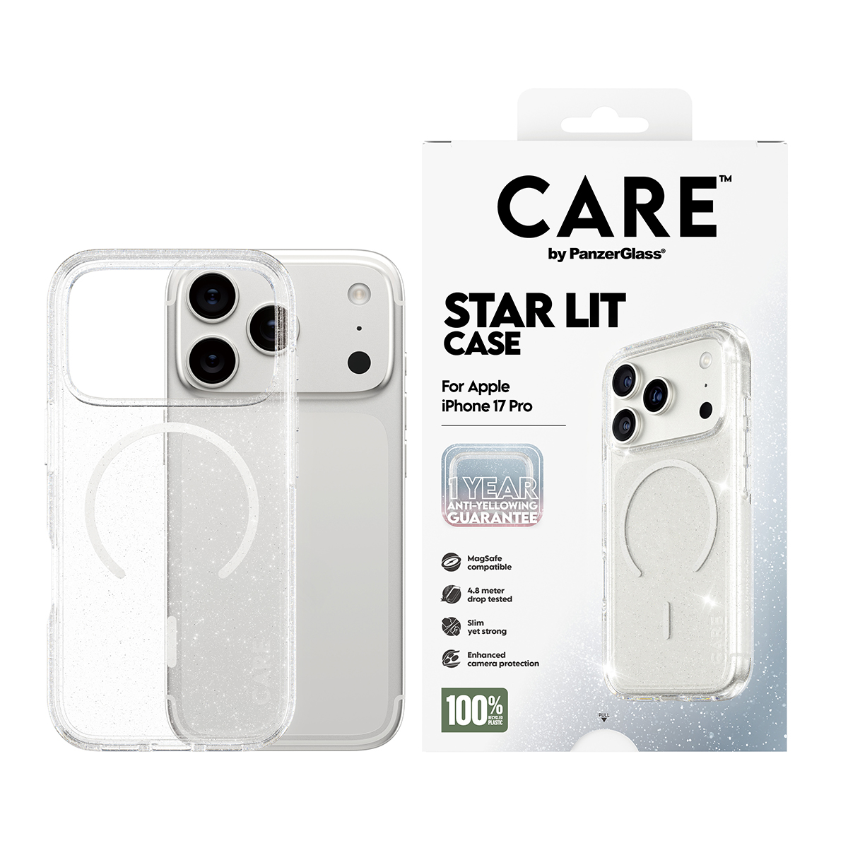 CARE by PanzerGlass Urban Explorer iPhone 17 Pro MagSafe tok - csillogós áttetsző