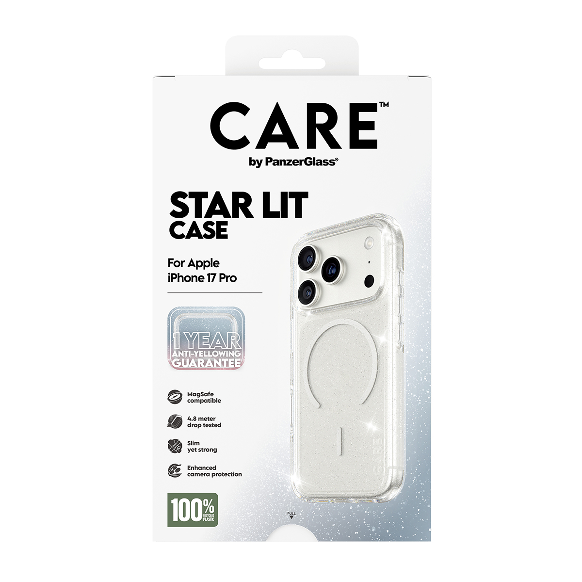 CARE by PanzerGlass Urban Explorer iPhone 17 Pro MagSafe tok - csillogós áttetsző