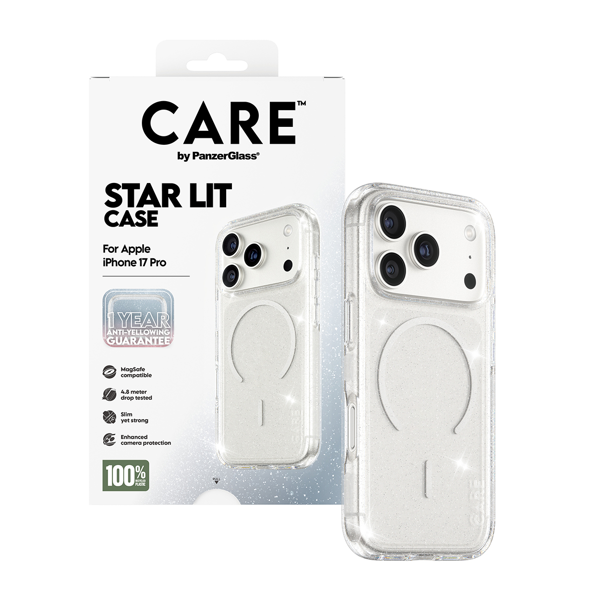 CARE by PanzerGlass Urban Explorer iPhone 17 Pro MagSafe tok - csillogós áttetsző