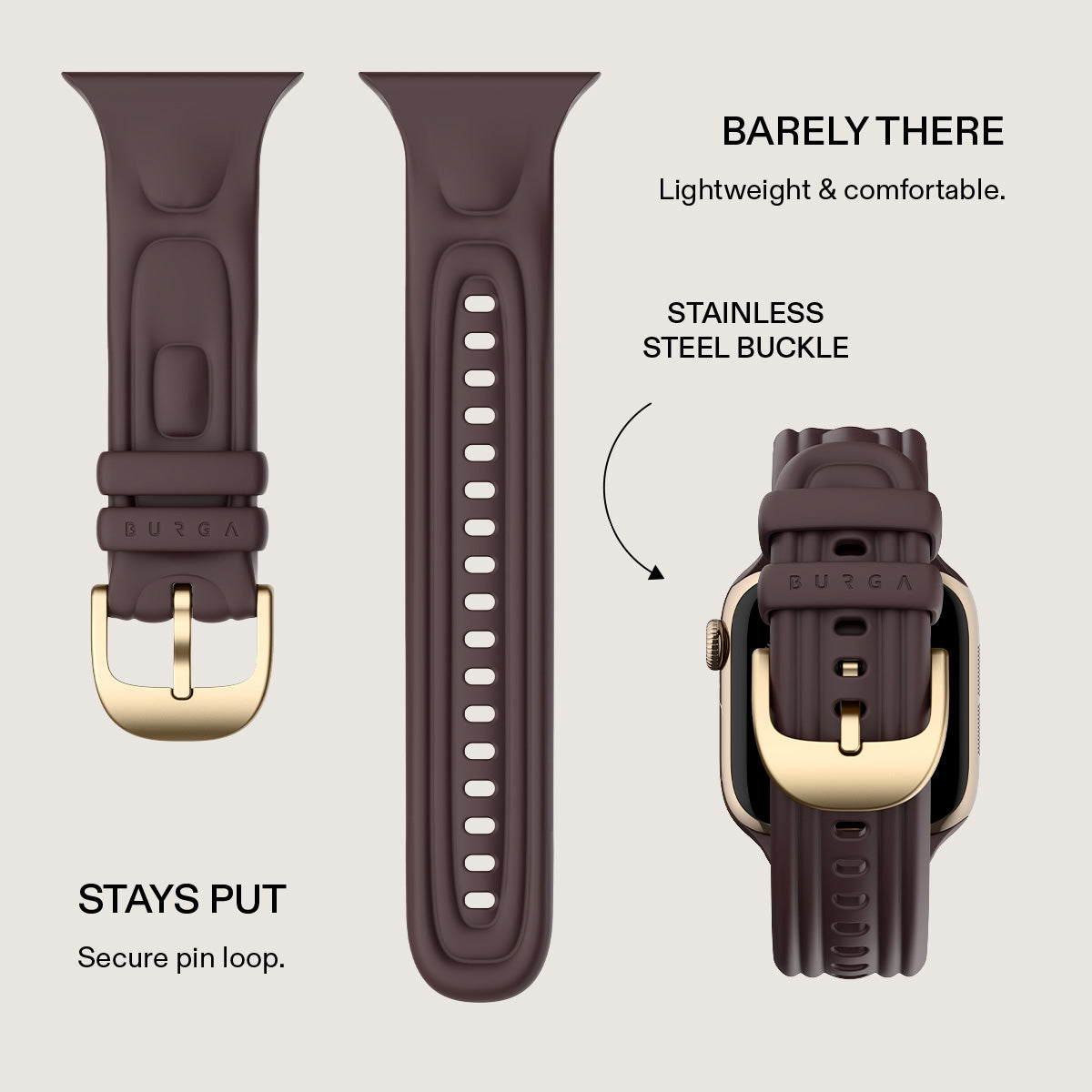 BURGA Apple Watch 44/45/46/49mm Cloud gumiszíj - csokoládébarna