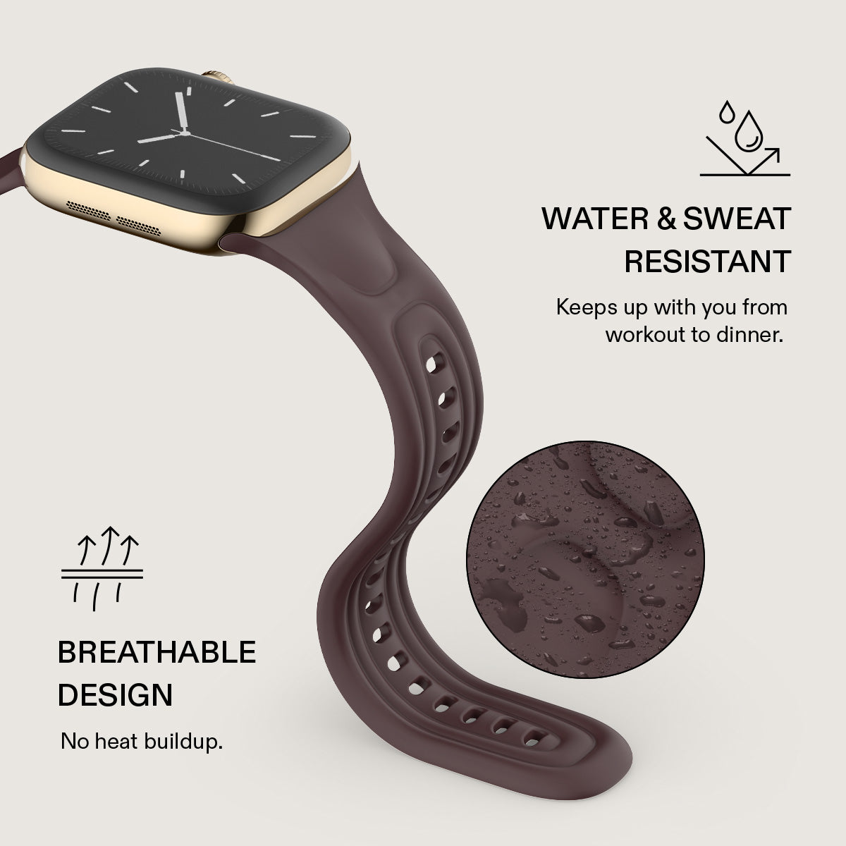 BURGA Apple Watch 44/45/46/49mm Cloud gumiszíj - csokoládébarna
