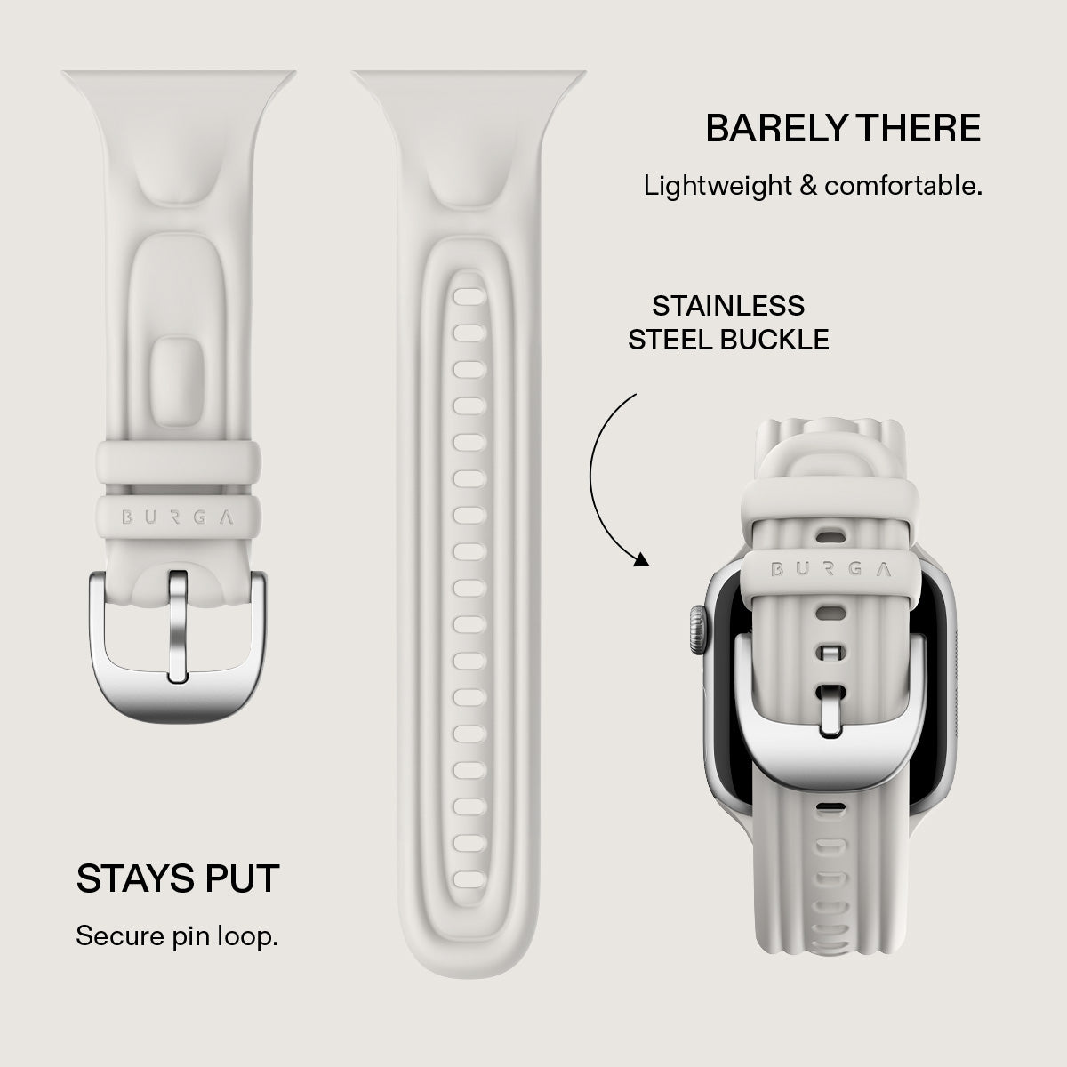 BURGA Apple Watch 38/40/41mm Cloud gumiszíj - krémszín