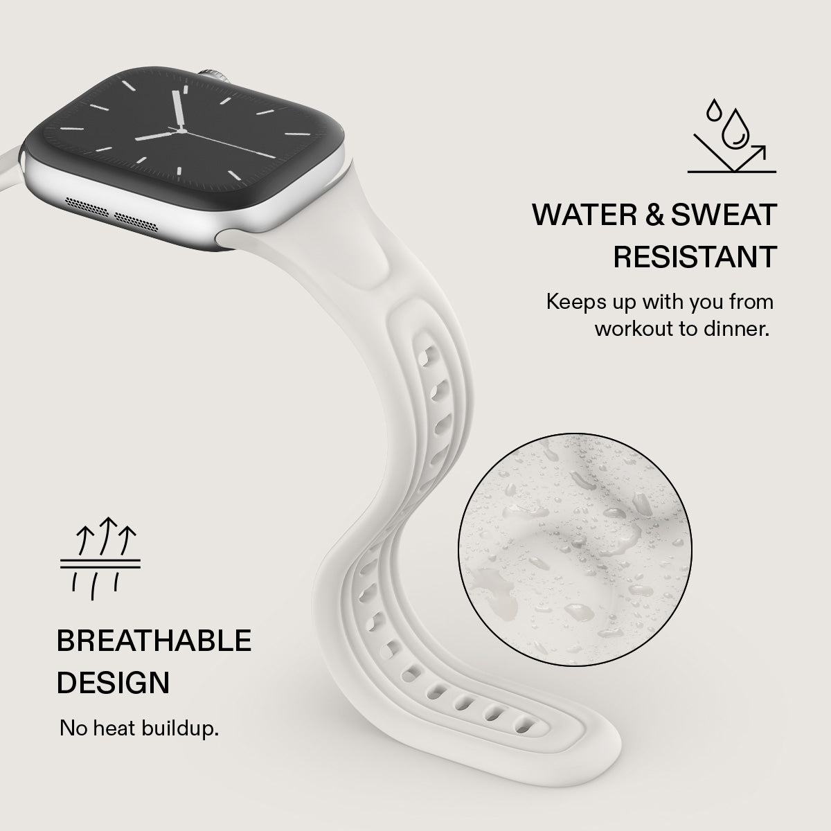 BURGA Apple Watch 44/45/46/49mm Cloud gumiszíj - krémszín