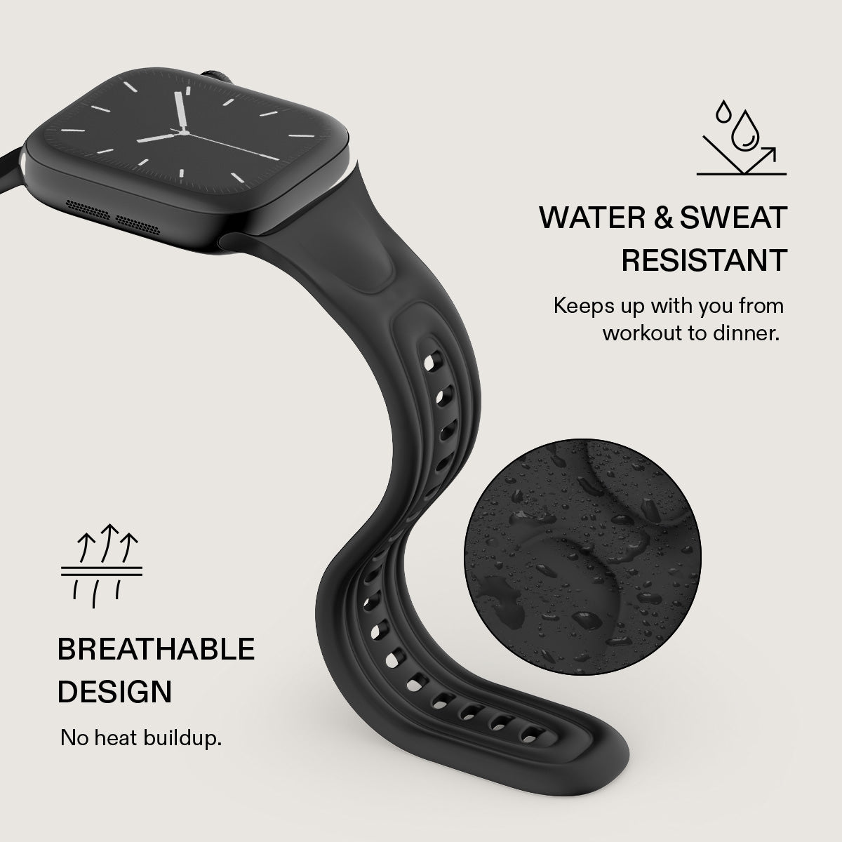 BURGA Apple Watch 44/45/46/49mm Cloud gumiszíj - fekete