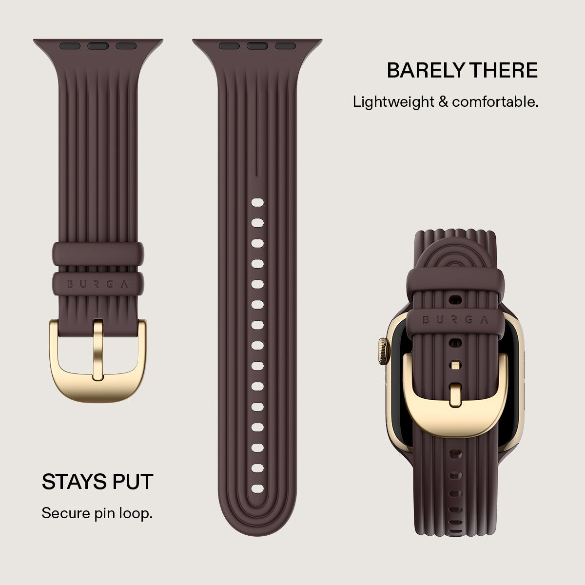 BURGA Apple Watch 38/40/41mm Core gumiszíj - csokoládébarna