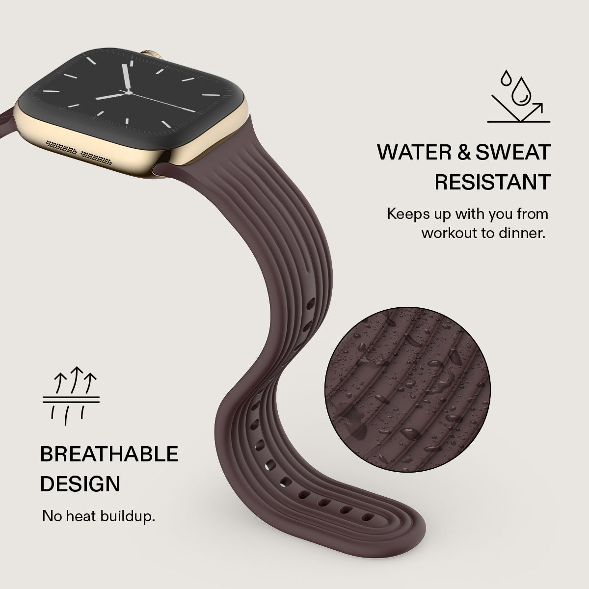 BURGA Apple Watch 44/45/46/49mm Core gumiszíj - csokoládébarna