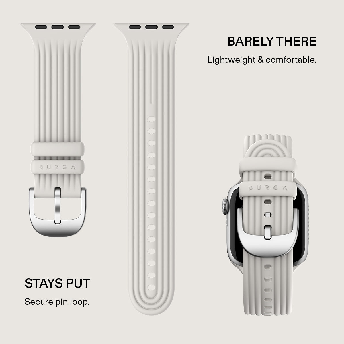 BURGA Apple Watch 38/40/41mm Core gumiszíj - krémszín
