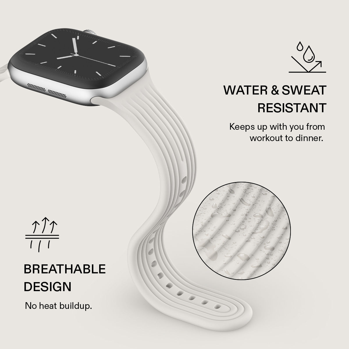 BURGA Apple Watch 38/40/41mm Core gumiszíj - krémszín