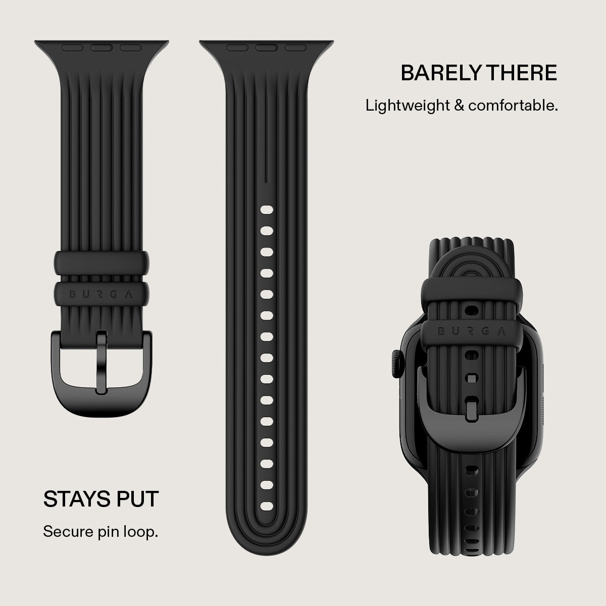 BURGA Apple Watch 44/45/46/49mm Core gumiszíj - fekete