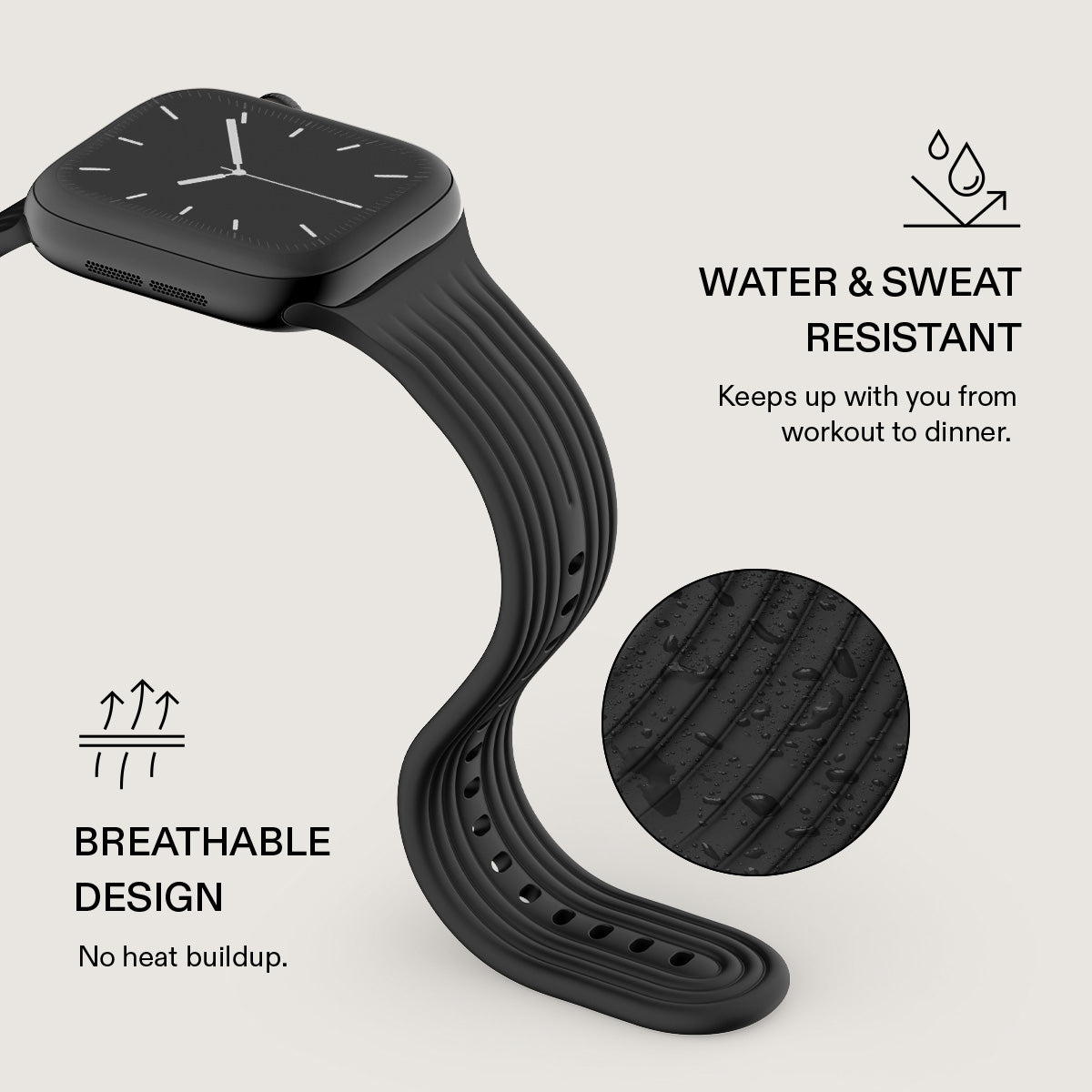 BURGA Apple Watch 44/45/46/49mm Core gumiszíj - fekete