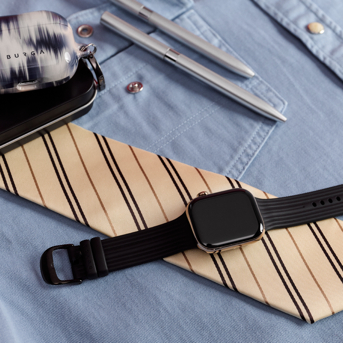 BURGA Apple Watch 44/45/46/49mm Core gumiszíj - fekete