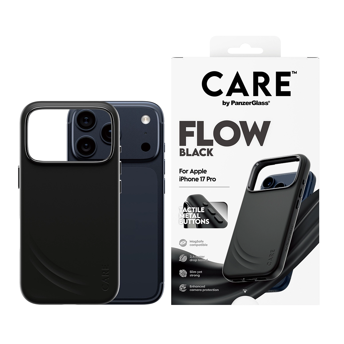 CARE by PanzerGlass Flow iPhone 17 Pro MagSafe tok - fekete