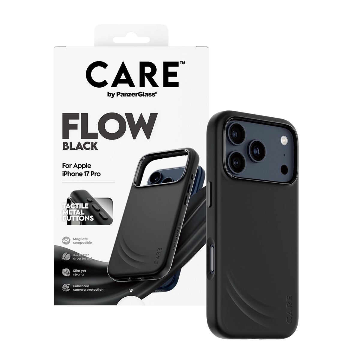 CARE by PanzerGlass Flow iPhone 17 Pro MagSafe tok - fekete