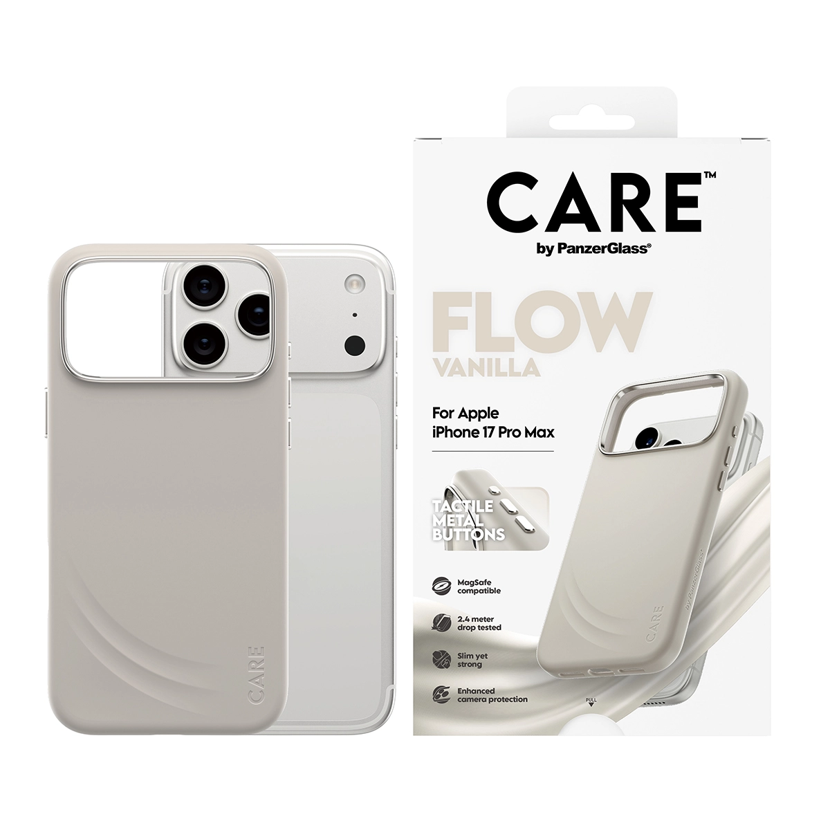 CARE by PanzerGlass Flow iPhone 17 Pro Max MagSafe tok – vanília