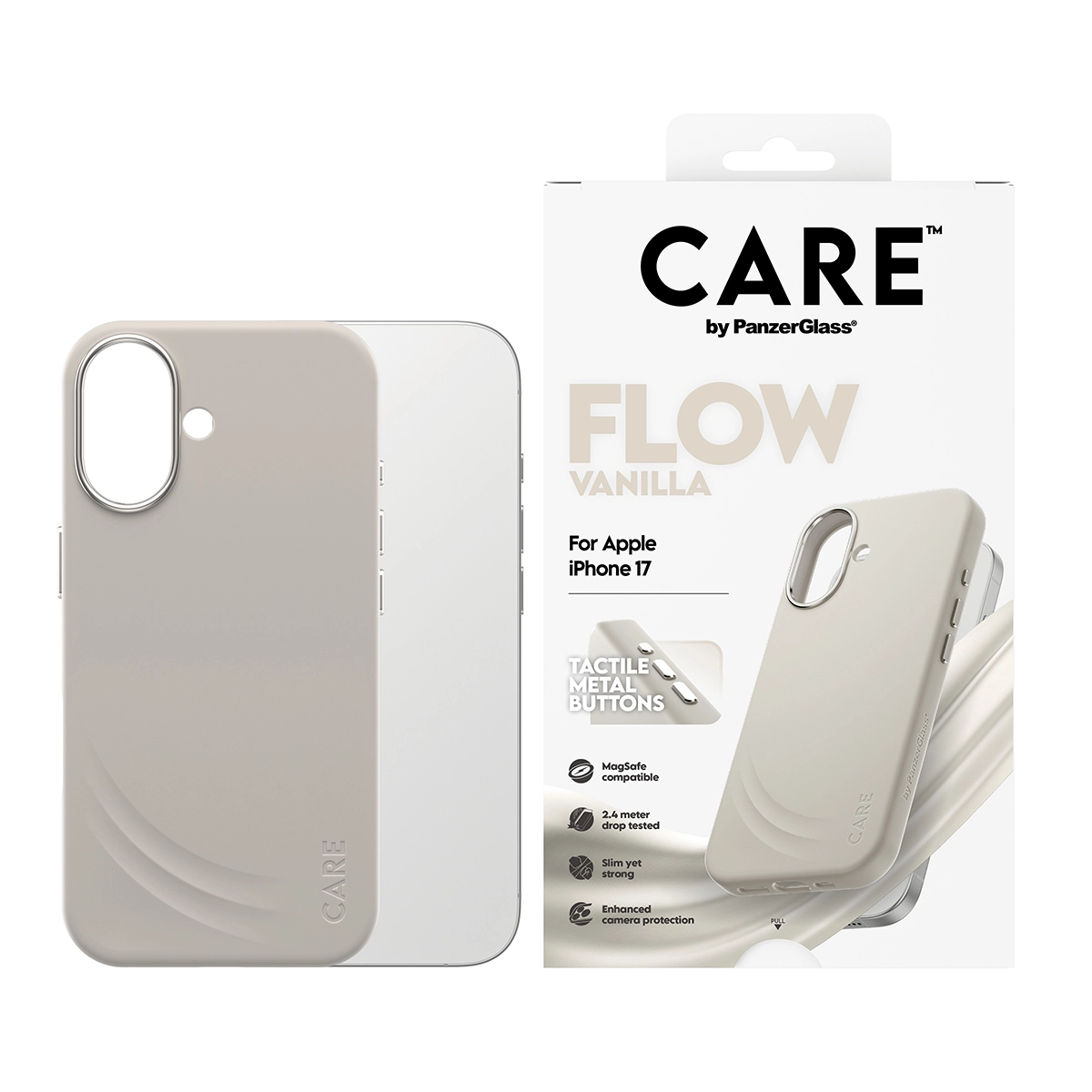 CARE by PanzerGlass Flow iPhone 17 MagSafe tok – vanília