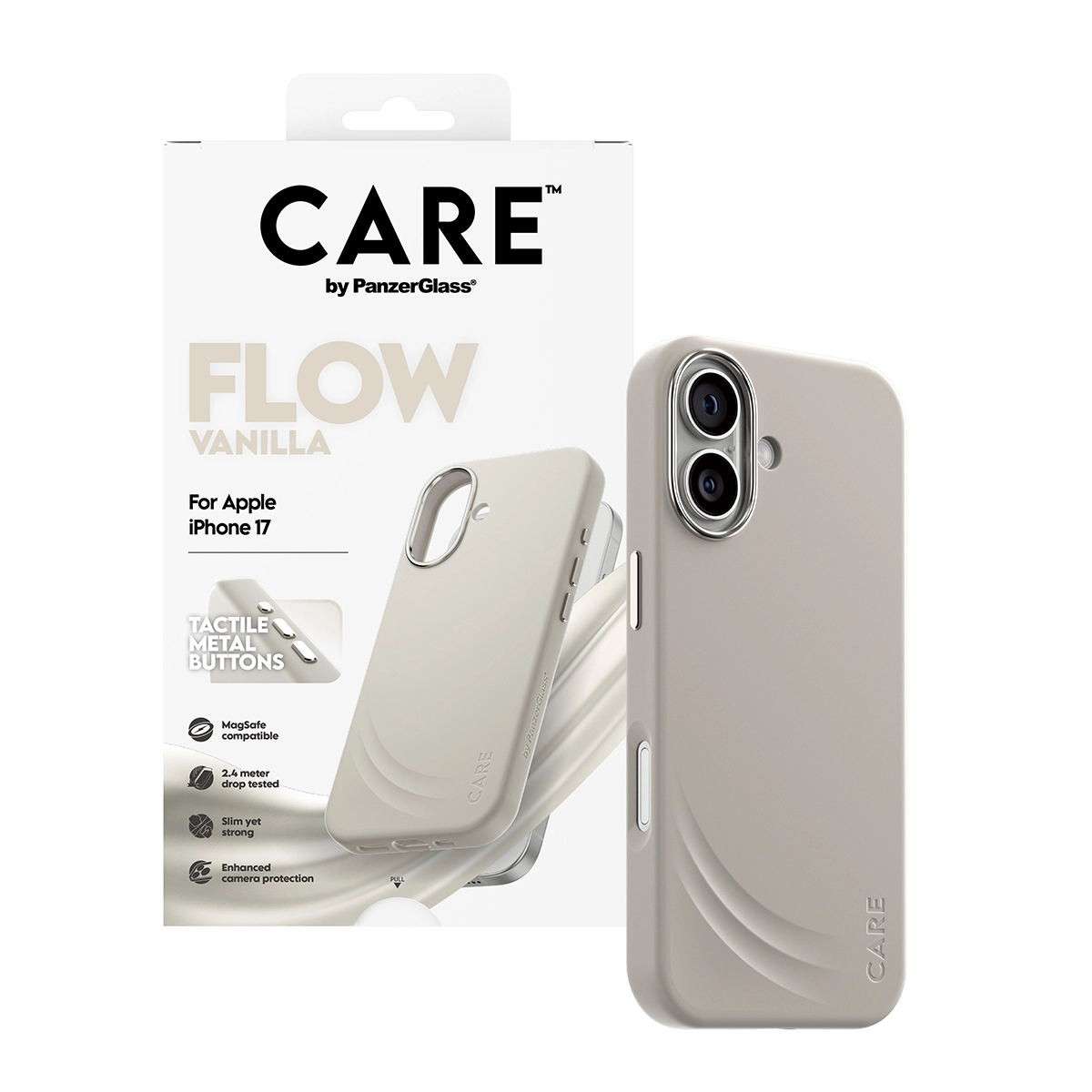CARE by PanzerGlass Flow iPhone 17 MagSafe tok – vanília