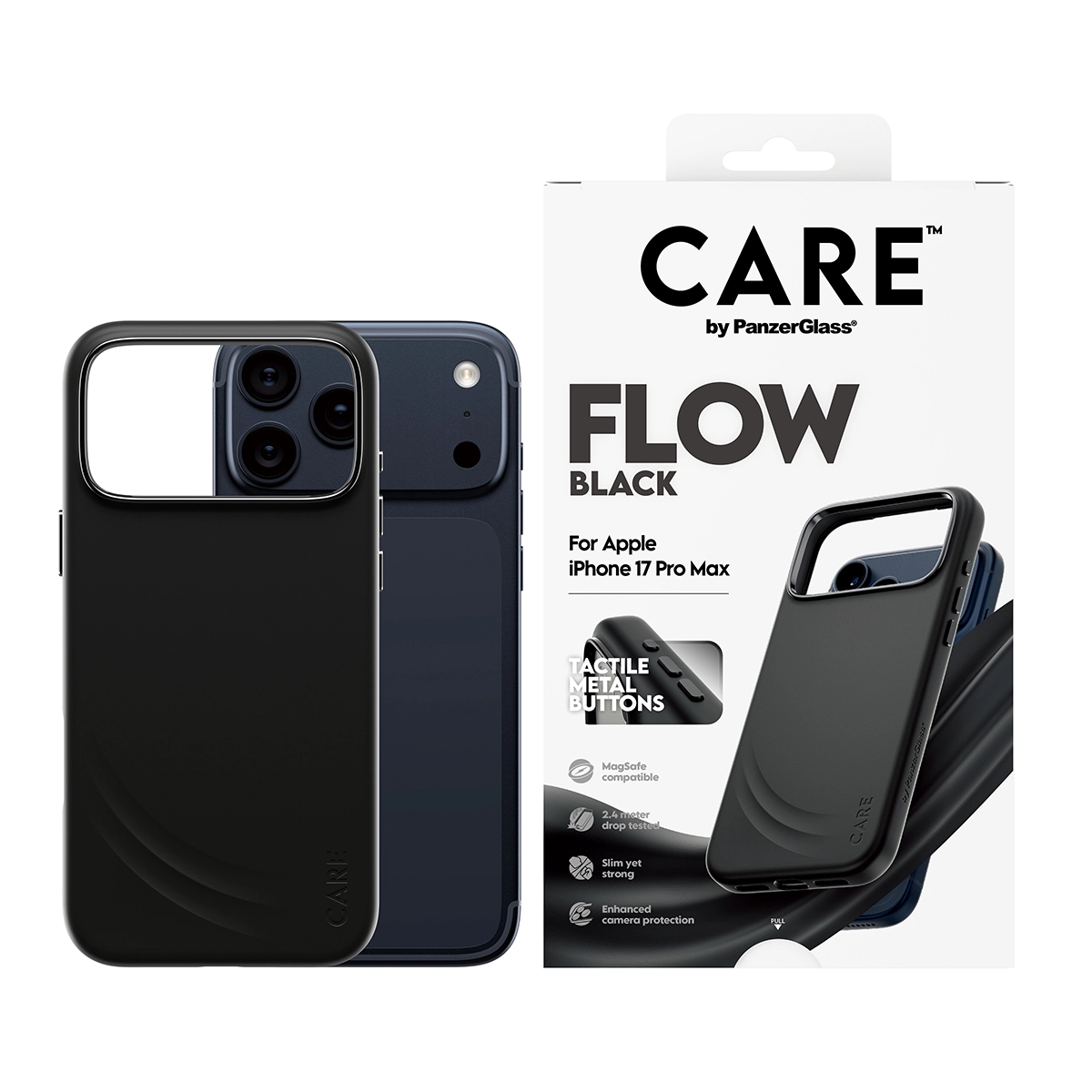 CARE by PanzerGlass Flow iPhone 17 Pro Max MagSafe tok – fekete