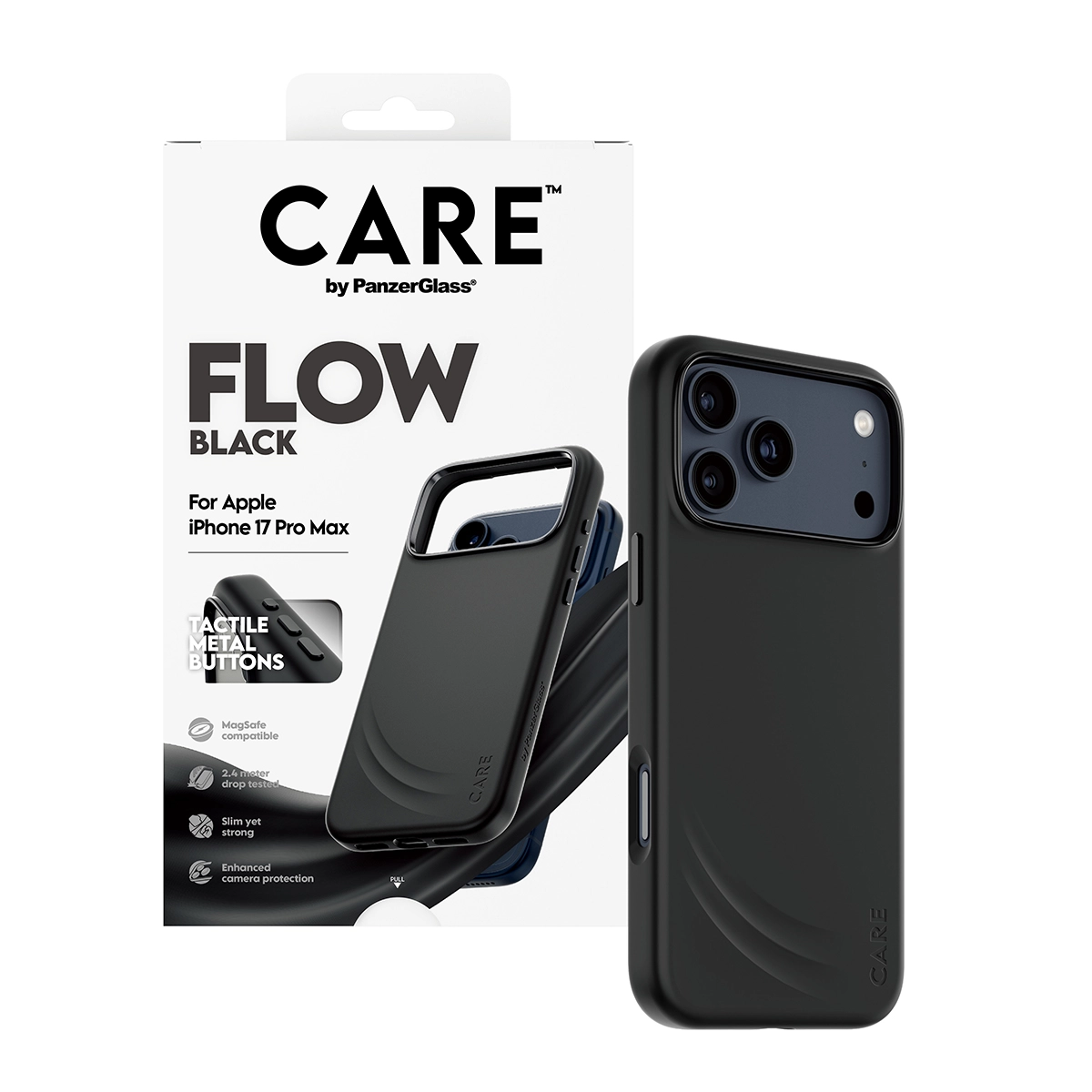 CARE by PanzerGlass Flow iPhone 17 Pro Max MagSafe tok – fekete