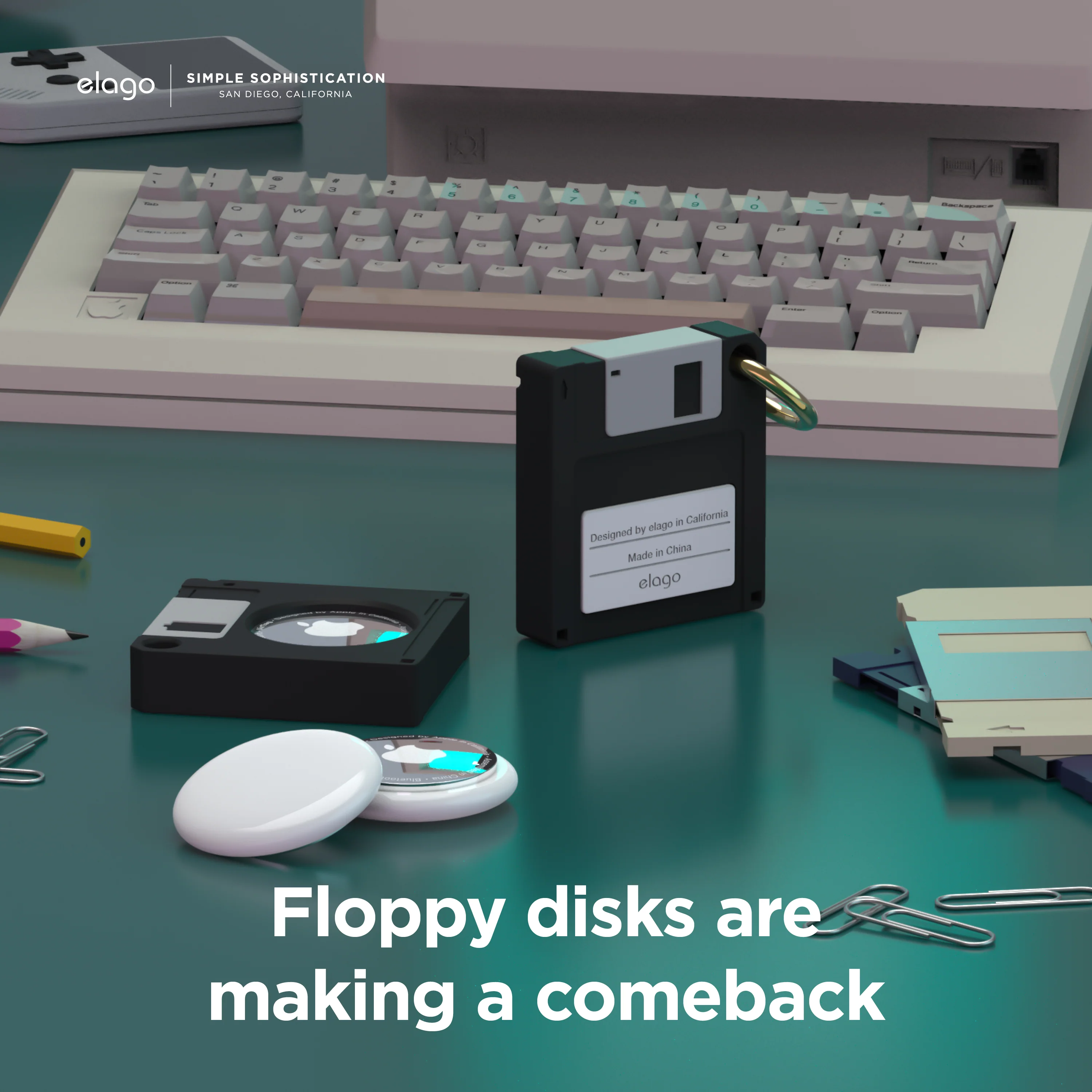 elago AirTag floppy lemez tok - fekete