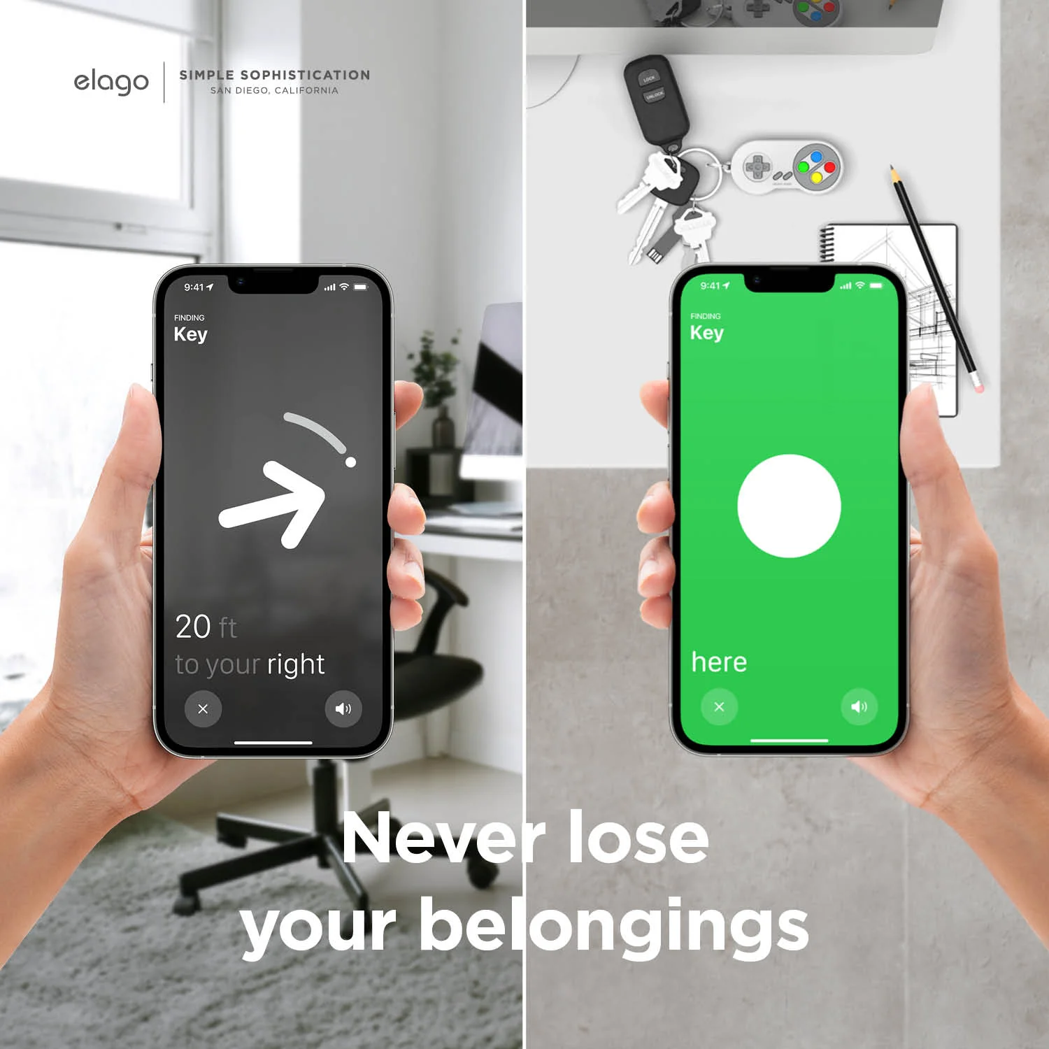 elago Apple AirTag W5 tok - homokrózsaszín