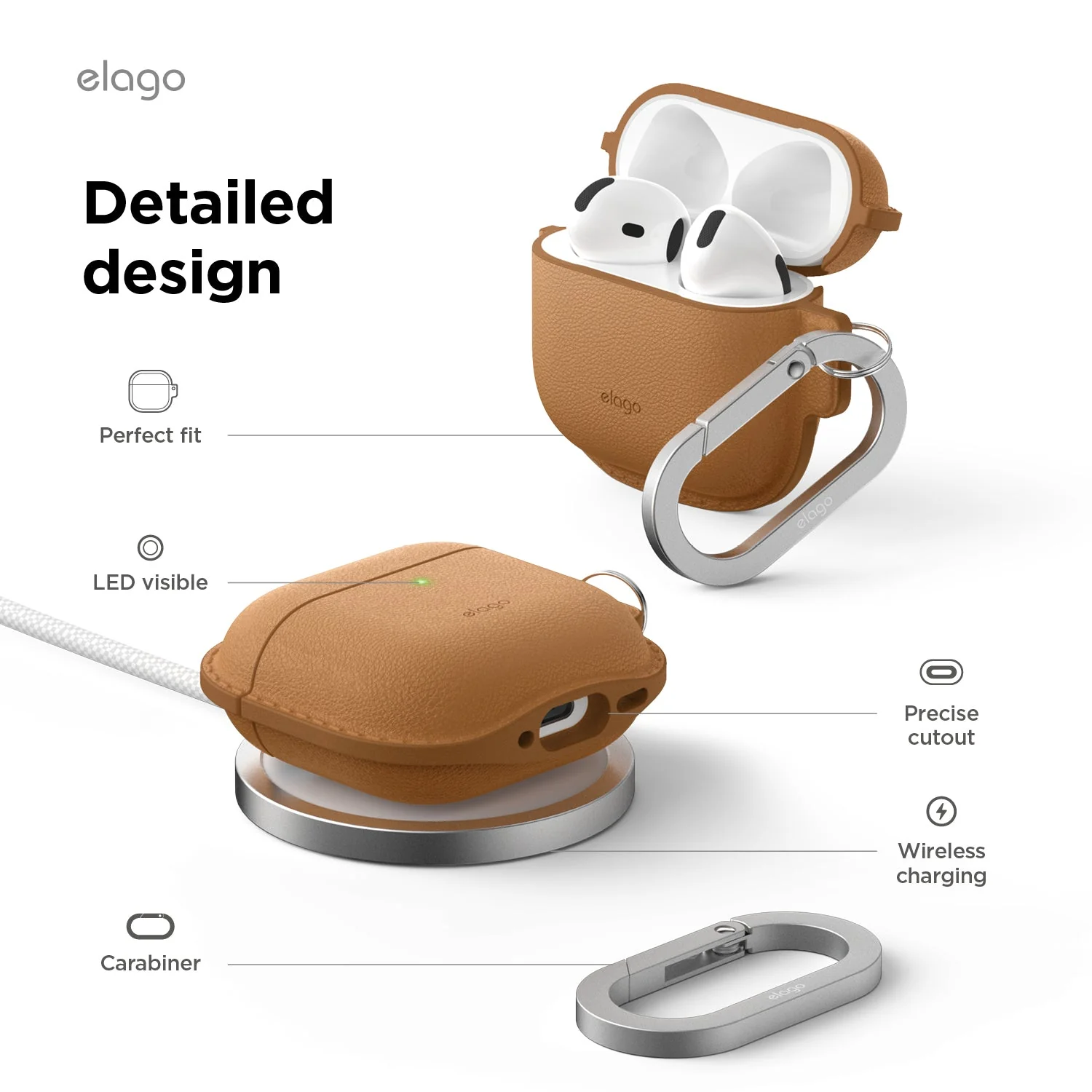 elago Leather-Touch AirPods 5 / 4 szilikon tok - barna