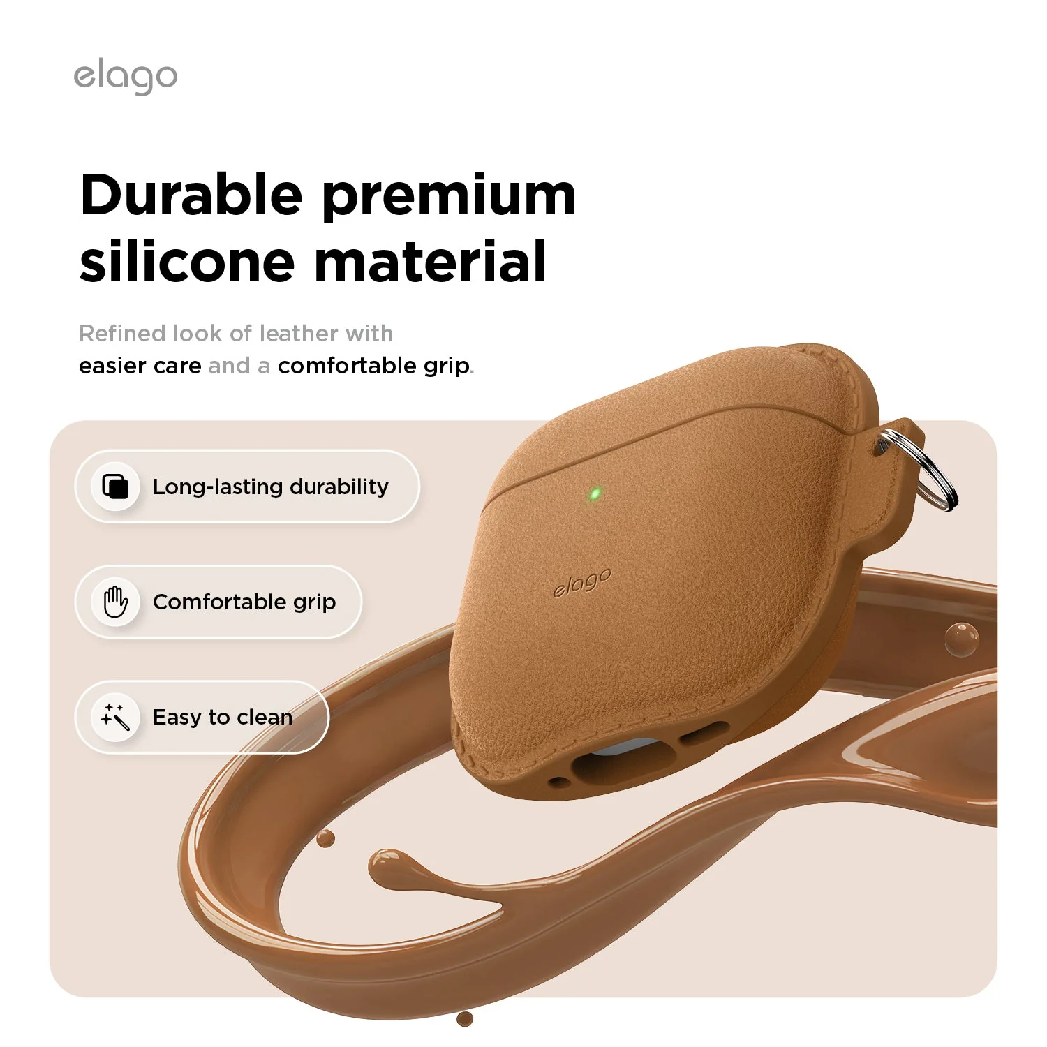 elago Leather-Touch AirPods 5 / 4 szilikon tok - sötétzöld