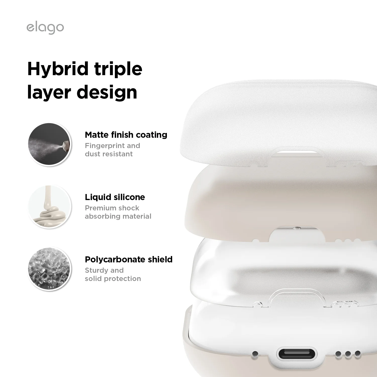 ELAGO AirPods 4 Liquid Hybrid védőtok - bézs