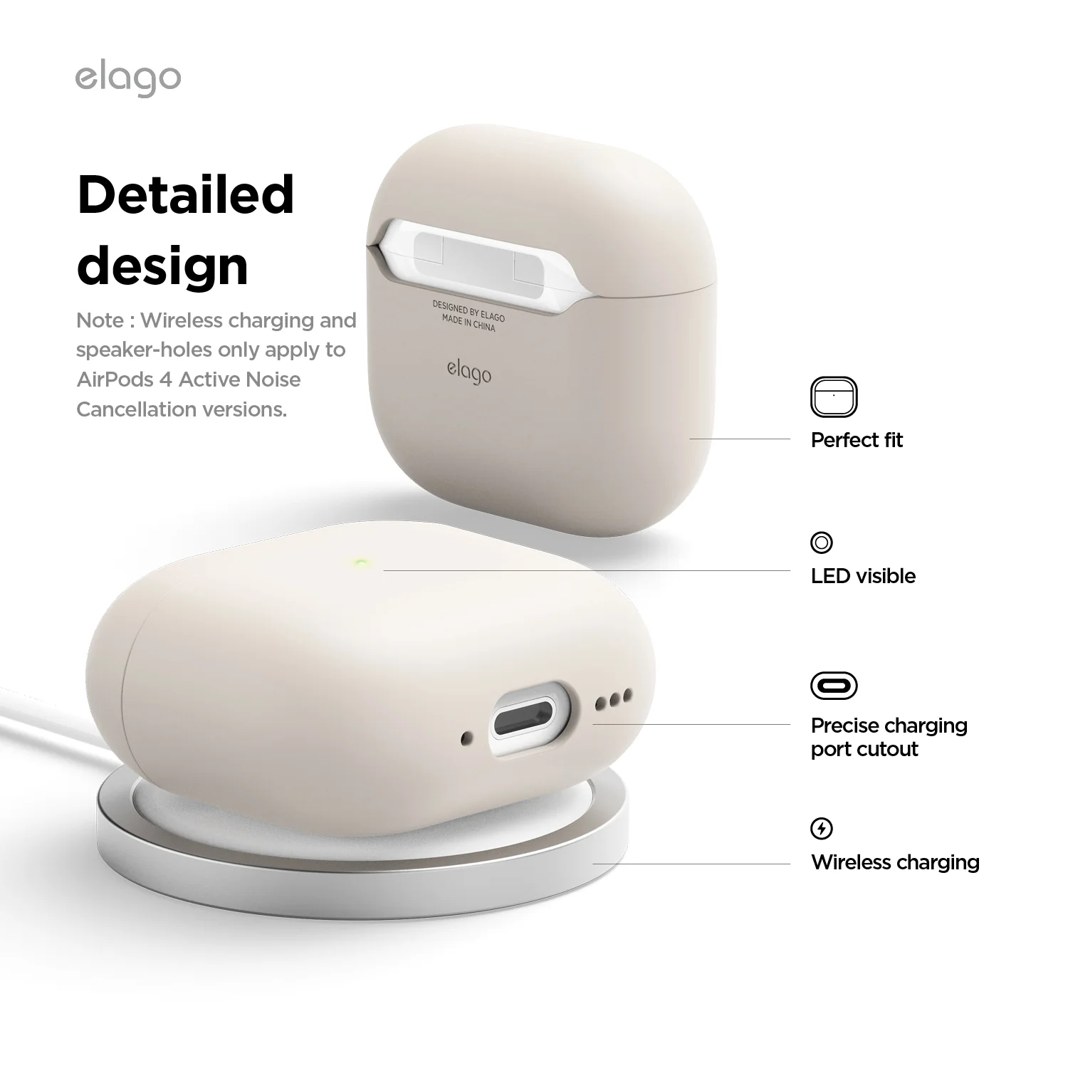 ELAGO AirPods 4 Liquid Hybrid védőtok - bézs