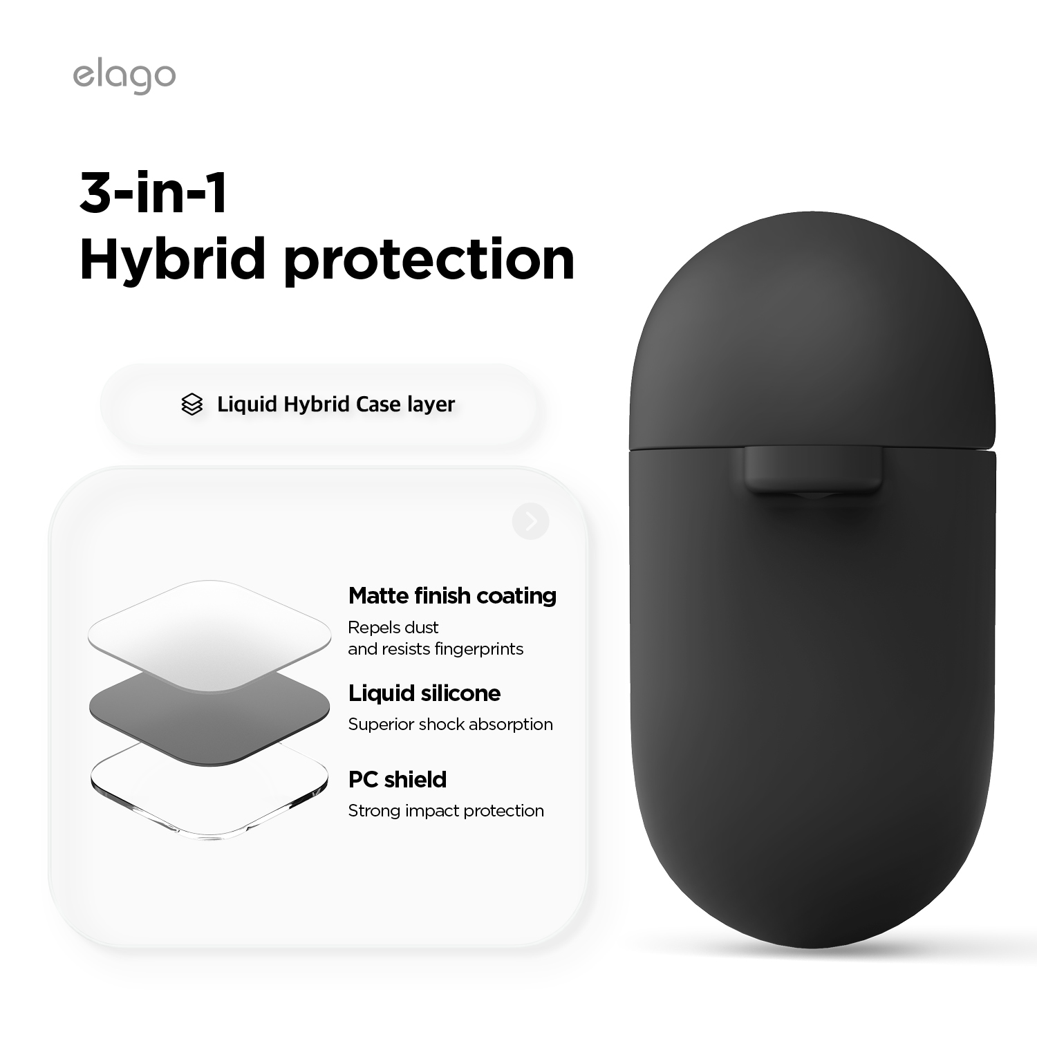 ELAGO Liquid Hybrid AirPods Pro 3 szilikon tok - fekete