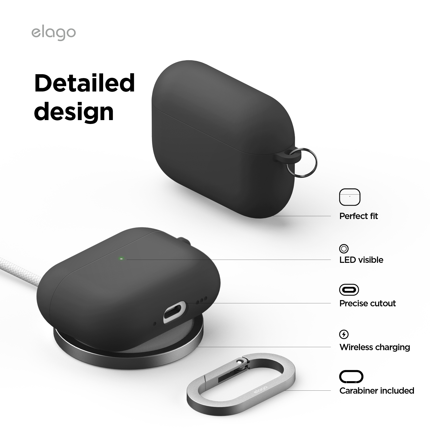 ELAGO Liquid Hybrid AirPods Pro 3 szilikon tok - fekete