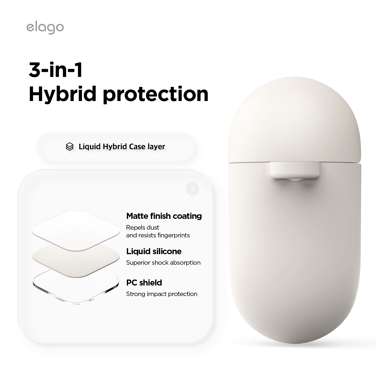 ELAGO Liquid Hybrid AirPods Pro 3 szilikon tok - kavicsszürke
